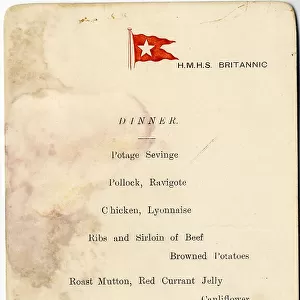 HMHS Britannic - dinner menu, WW1