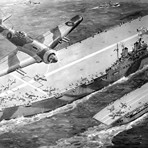 HMS Habbakuk with HMS Indefatigable, 1946