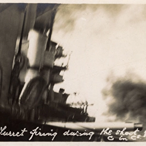 HMS Marlborough, Iron Duke-class battleship firing B Turret