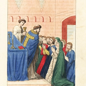 Holy communion ceremony, 12th century