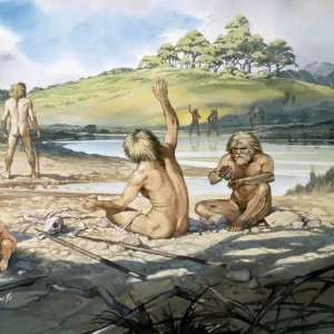 Homo neanderthalensis in action at Swanscombe, UK