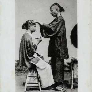 Hong Kong - Itinerant Chinese Barber in the Street