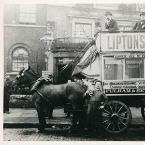Horse bus with Liptons Tea advert, London