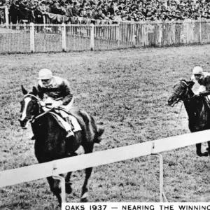 Horses near the winning post, Epsom Oaks