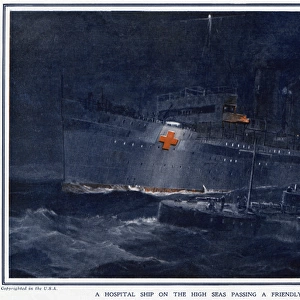 Hospital ship passing destroyer patrol, WWI