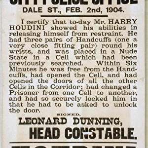 Houdini appears at the Empire Theatre, every evening this we
