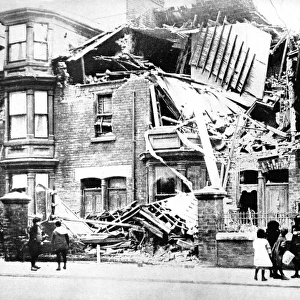 A house in Cleveland Road, Hartlepool, wrecked by shells
