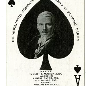 Hubert T Marsh on an Ace of Spades playing card