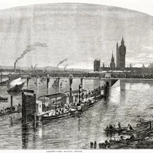 Hungerford railway and footbridge, River Thames, London