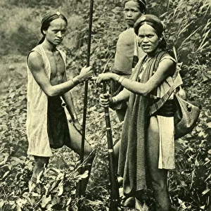 Three huntsmen of the Atayal tribe, Formosa (Taiwan)