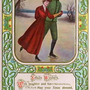 Ice Skating Couple - Christmas Greetings Card