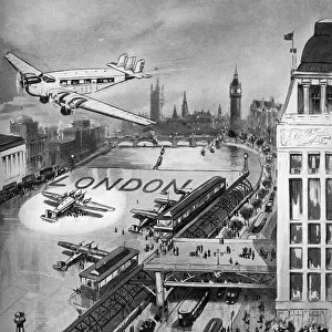 Idea for an air port on the Thames, London 1940