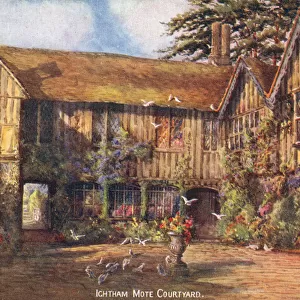 Ightham Mote, Kent - a medieval moated manor house - The Courtyard. Date: 1905