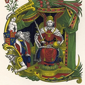 Illuminated letter C with Queen Elizabeth I