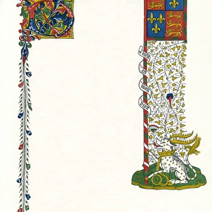 Illuminated letter D, and a standard