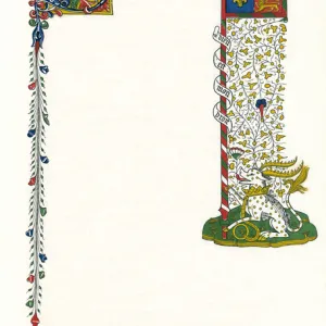 Illuminated letter D, and a standard