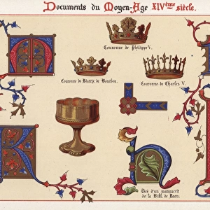 Illuminated letters, crowns of Philippe V