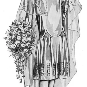 Illustration of a 1920s bridal dress Date: 1920s Illustration of a 1920s bridal dress Date: 1920s