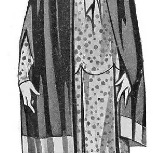 Illustration of a cape worn over a short-skirted dress. Date: 1920s Illustration of a cape worn over a short-skirted dress. Date: 1920s