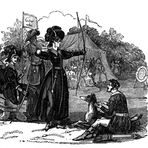 Illustration, scene at an archery event