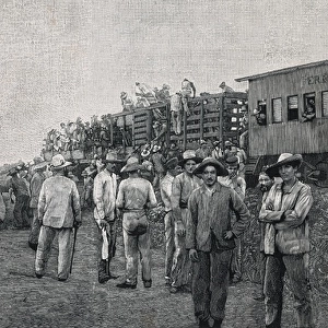 Image of the construction of the railway in Cuba