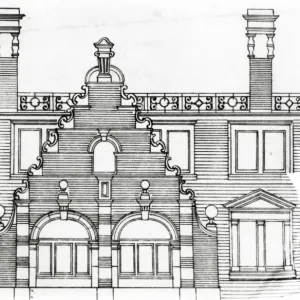 IMechE detail of window & roof, printed on tracing