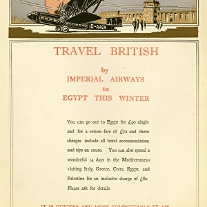 Imperial Airways advert for travel to Egypt