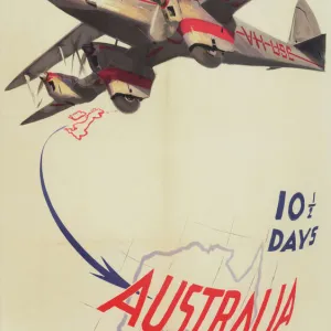 Imperial Airways Poster, flights to Australia