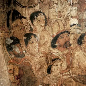 INDIA. Ajanta. Ajanta Caves. Buddha preaching the