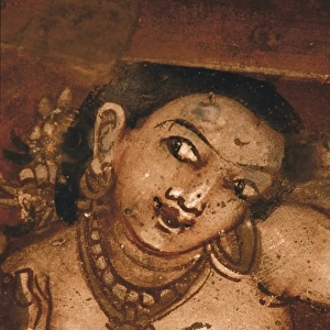 INDIA. Ajanta. Ajanta Caves. Figure of a woman