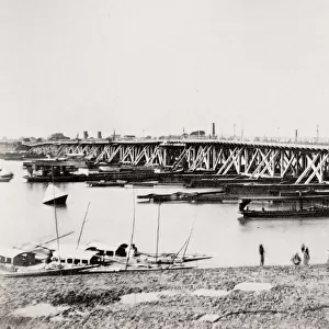 India Calcutta, Howrah pontoon bridge over Hooghly River