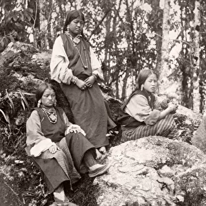India - girls from Tibetan or Bhutanese ethnic group, c. 1880 s