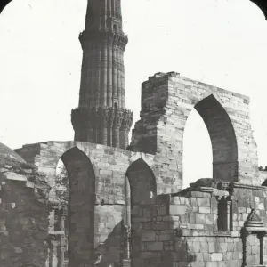 India - The Kutab - Arches and lower part of Tower, Delhi