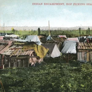 Indian encampment - Hop Picking Season - Washington State