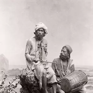 Indian musicians with musical instruments, music, India