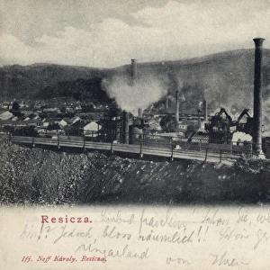 Industrial view of Resicza (Resita), Romania