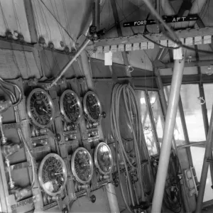 Inside the control car of the R101