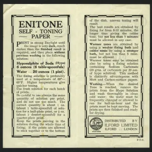 Instruction leaflet for Enitone self-toning paper