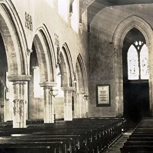 Interior view, nave looking west, St Edburg's Church, Bicester, Oxfordshire Date: 1930s