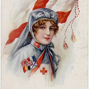 International Red Cross Nurse with English flag