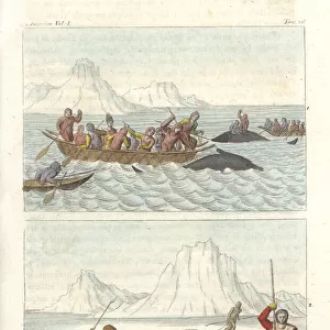 Inuit (Eskimo) men hunting whales and seals