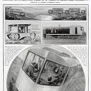 Inventor of the Gyroscopic monorail system Louis Brennan gave a demonstration of the capabilities of the rail of the future at the grounds of the Torpedo Factory at Gillingham, near Chatham