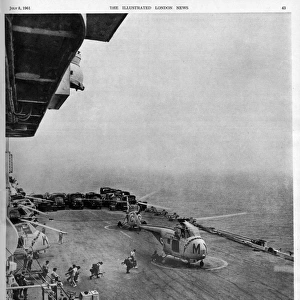 Iraq-Kuwait tensions 1961 - helicopters leaving HMS Bulwark