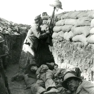 Irish soldier in a trench, Mesopotamia, WW1