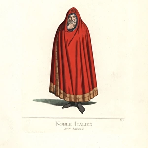 Italian nobleman in cape with ermine border, 14th century