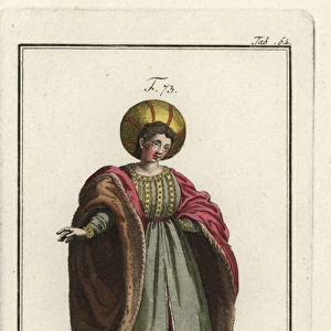 Italian noblewoman in courtly dress with fur-lined