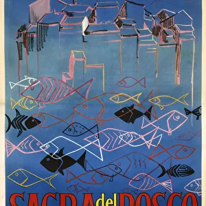 Italian poster, Camogli Fish Festival, near Genoa, Italy