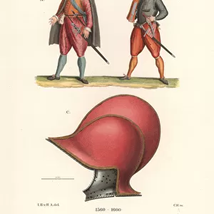 Italian soldiers and helmet, late 16th century