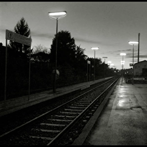 Italian station platform at night