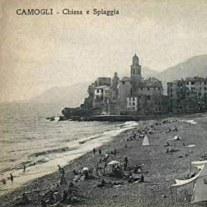 Italy - Camogli - Church and Beach